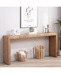 Streamdale Furniture 69" Natural Seagrass Console Table – Handwoven Top with Engineered Wood Frame