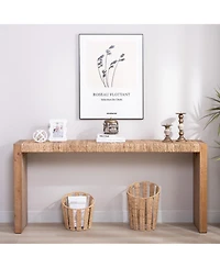 Streamdale Furniture 69" Natural Seagrass Console Table – Handwoven Top with Engineered Wood Frame