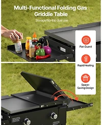 Mecale 2-Burner Propane Gas Griddle, 28", Foldable Flat Top w/ Wheels, 30,000 Btu, Pulse Ignition, Outdoor