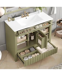 Cesicia 36 in. Bathroom Vanity with Sink, Multi-functional Cabinet Doors, Drawers and Storage Shelves