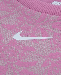 Nike Girls' Toddler 2T-4T Lace It Up Crewneck Top and Shorts, 2-Piece Set