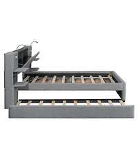 Boyel Living Queen Size Upholstered Platform Bed with Reading Lights and Storage Solutions