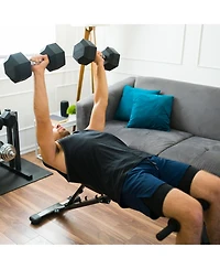 HolaHatha Iron Hexagonal Cast Home Exercise Dumbbell Free Weight, 30 Pounds