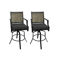 Mondawe Cast Aluminum 360degree(s) Rotating Rocking Chair With Cushion (Set of 2)