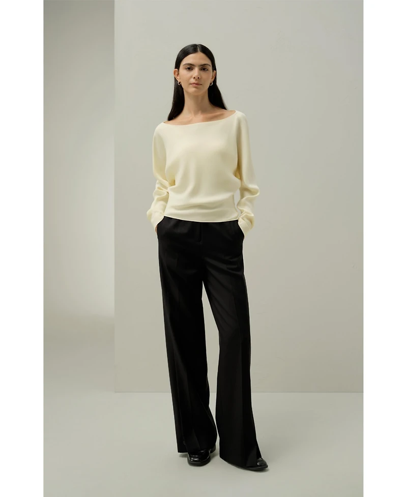 Lilysilk Women's Long Sleeve Gathered Silk Top