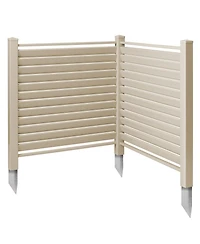 Casafield 48" x 48" Vinyl Louvered Privacy Screen Outdoor Fence Panel for Ac, Trash Bins, Pool Equipment