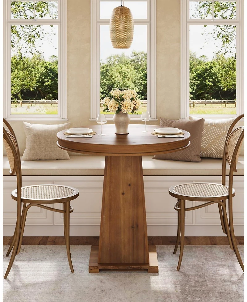 Tribesigns Solid Wood Round Dining Table, Small Kitchen Table for 2, Modern Farmhouse Dinner Table