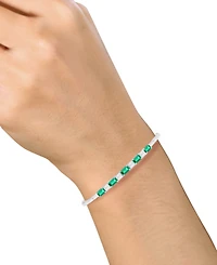 Macy's Lab Grown Emerald (1-1/3 ct. t.w.) And White Sapphire (1/3 Bracelet Sterling Silver (Also Available Ruby)