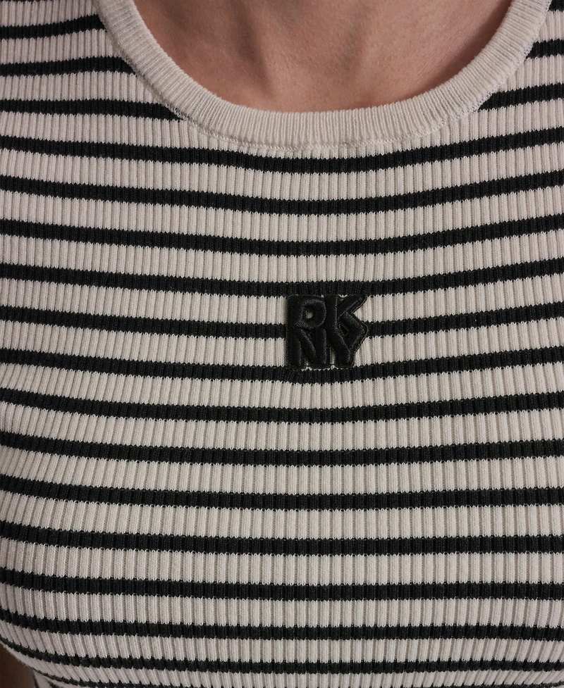 Dkny Jeans Petite Crewneck Striped Sweater