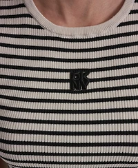 Dkny Jeans Petite Crewneck Striped Sweater