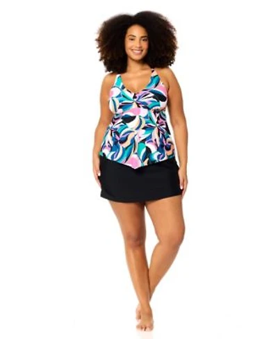 Raisins Curve Womens Plus Size Aviva Trendy Underwired Tankini Top Skirt