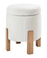 Osp Home Furnishings 17" Wood Annie Storage Ottoman with Natural Finish Legs