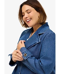 ellos Women's Button Front Denim A-Line Jacket