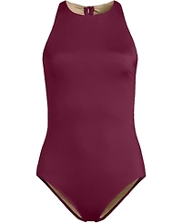 Lands' End Women's Tugless High Neck Portrait Back One Piece Swimsuit