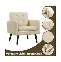 Yaheetech Modern Faux Leather Arm Chair Tufted Accent