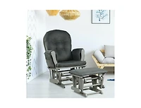 Wood Glider Chair and Ottoman Set with Padded Armrests Detachable Cushion