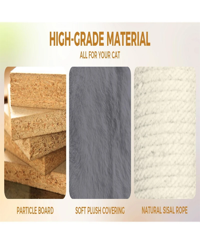 Aostirmotor 78.8'' Cat Tree with Wide Base, Large Condo,2 Sisal Scratching Post in Dark Gray