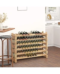 Homcom 72 Bottle Stackable Modular 6 Row Home Wood Wine Storage Rack