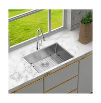 flynama 27x18x10inch Undermount Kitchen Sink Single Bowl Stainless Steel 16 Gauge Deep Basin