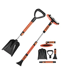 Mecale Snow Brush & Ice Scraper, 42" Extendable, 180° Pivoting Brush Head, Non-Slip Grip, For Cars/SUVs