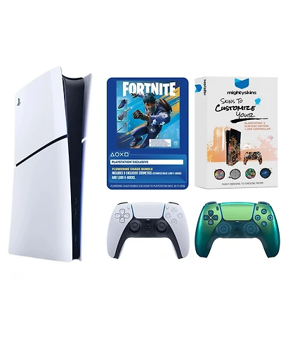 Sonny PS5 Disc Fortnite Chaos Bundle w/ Extra Controller & MightySkins Code – Chroma Teal