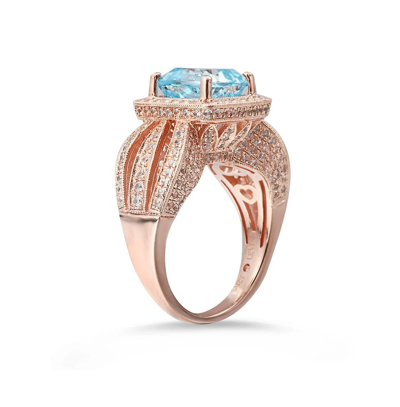 Suzy Levian New York Sterling Silver Cushion Cut Center Topaz Cocktail Ring