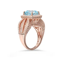 Suzy Levian New York Sterling Silver Cushion Cut Center Topaz Cocktail Ring