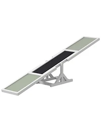 Aostirmotor Wooden Dog Agility Seesaw for Outdoor in White and Gray