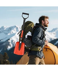 Mecale Foldable Snow Shovel, 9" Wide, Adjustable 36"-40", D-Handle, Lightweight Aluminum Alloy, Car/Camping