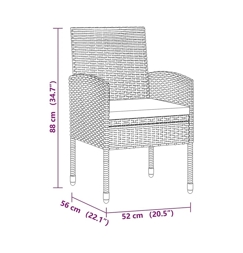 vidaXL Outdoor Dining Set Grey Pe rattan Standard Durable