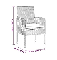 vidaXL Outdoor Dining Set Grey Pe rattan Standard Durable