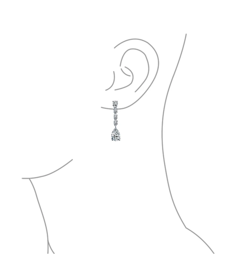 Bling Jewelry Cz Cubic Zirconia Solitaire Teardrop Statement Collar Statement Necklace & Clip-On Earrings Jewelry Set