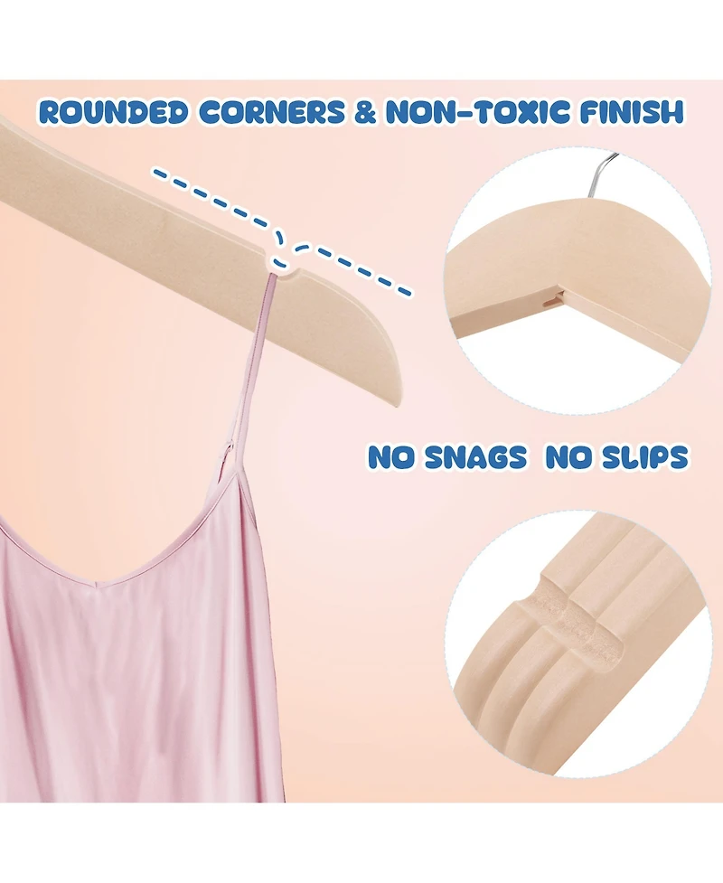 BP4U Kids Wooden Clothes Hangers, Baby Solid Wood Coat Shirt Top Hangers for Toddlers, Children, Youth's Jackets, Dresses, Blouse