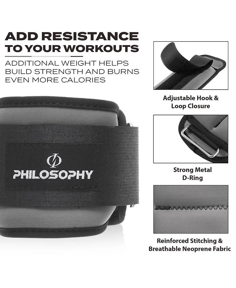 Philosophy Gym Adjustable Ankle/Wrist Weights, Set of 2 - lb Each