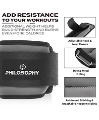Philosophy Gym Adjustable Ankle/Wrist Weights, Set of 2 - lb Each