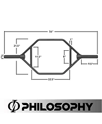 Philosophy Gym 2" Olympic Hex Trap Bar 20 Kg, Flat Handles - Pro Barbell for Deadlifts, Shrugs & Squats