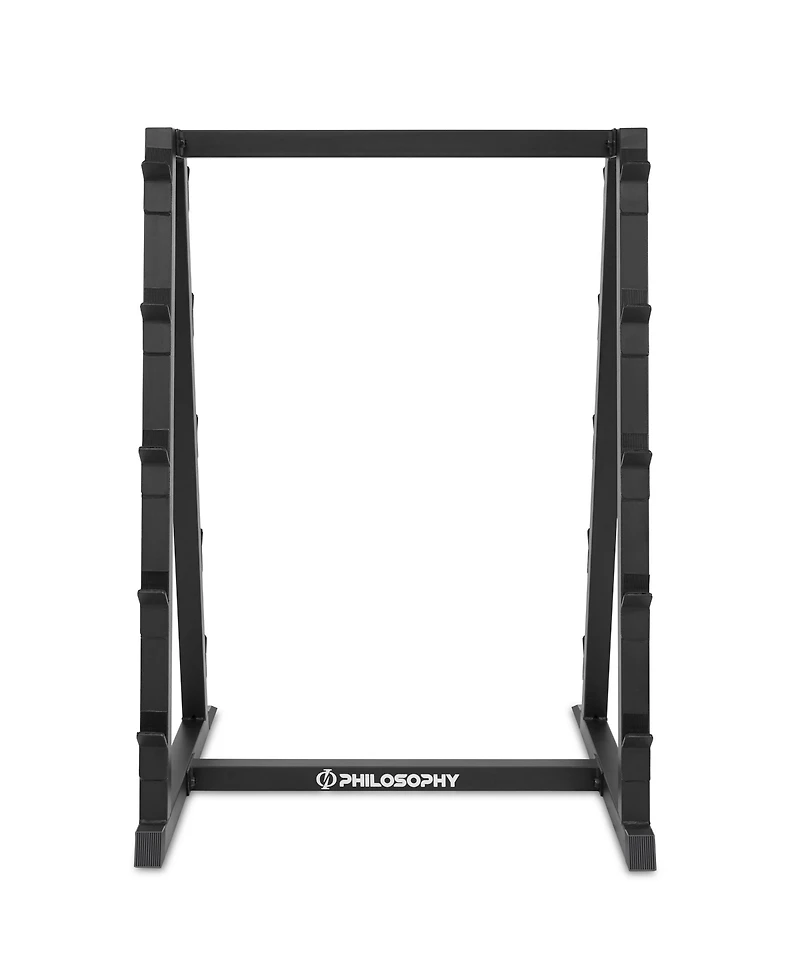 Philosophy Gym 10-Bar Fixed Barbell Weight Rack - Heavy-Duty Storage Holder for Straight & Ez Curl Pre-Weighted Bars