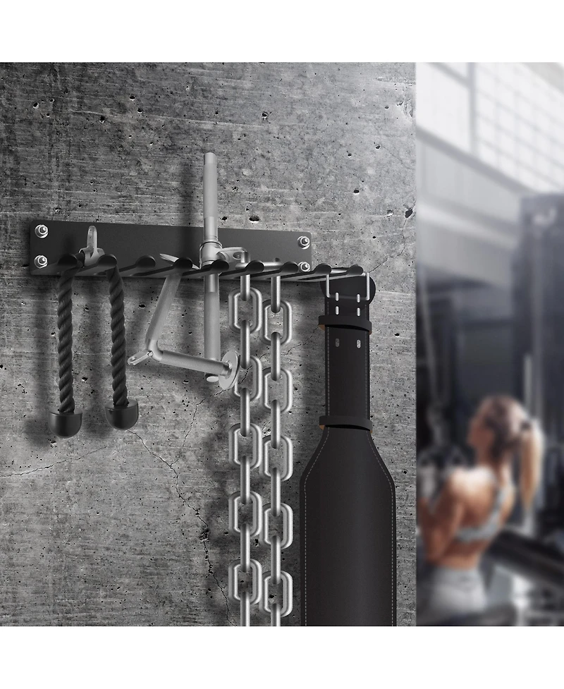 Philosophy Gym Accessory Rack Organizer, 9 Prong, Wall Mounted Multi-Purpose Workout Equipment Storage