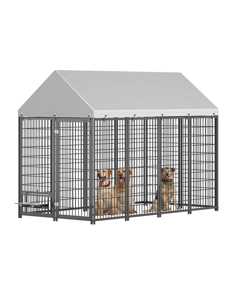 Aostirmotor Dog Run Enclosure with Roof Cover in Black