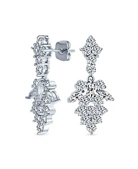 Bling Jewelry Marquise Leaf Cubic Zirconia Cz Cleavage Collar Statement Necklace & Earrings Jewelry Set