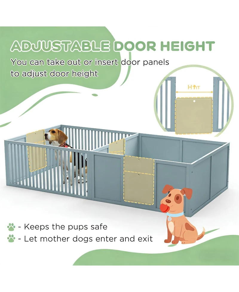 Aostirmotor Extra Large 81" Whelping Box with Two-Room Design for Dogs in Light Grey