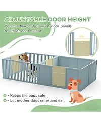 Aostirmotor Extra Large 81" Whelping Box with Two-Room Design for Dogs in Light Grey