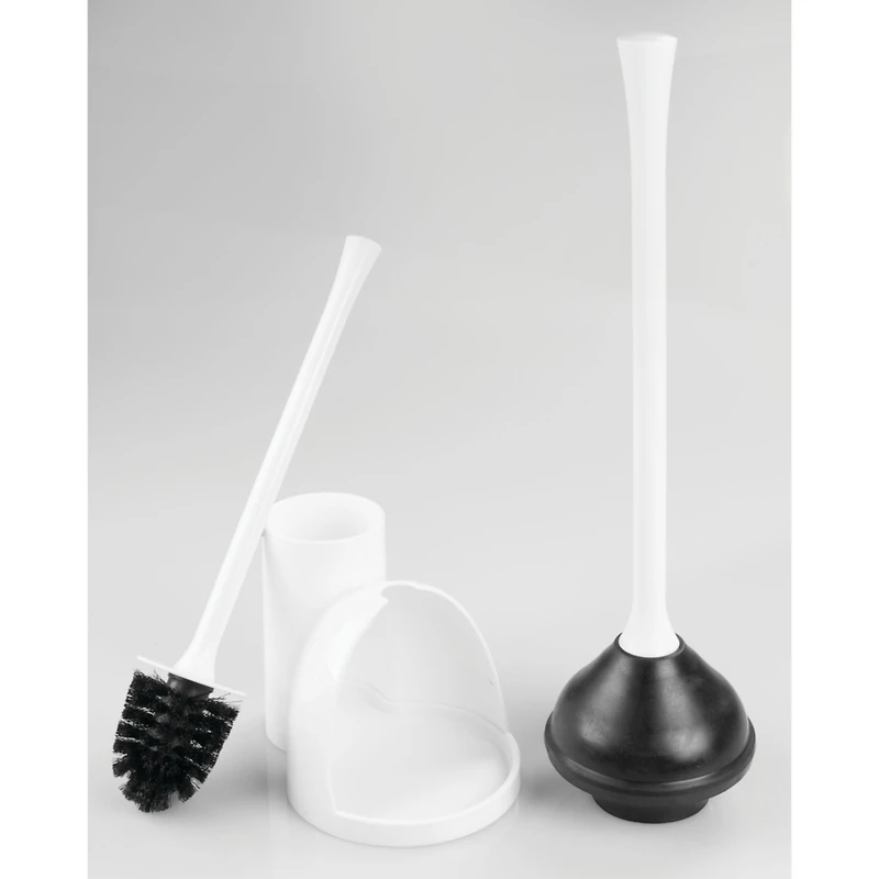 iDesign Compact Bowl Brush and Plunger Set - White