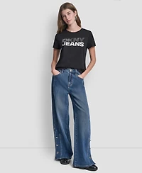 Dkny Jeans Women's Crewneck Stacked Rhinestone T-Shirt