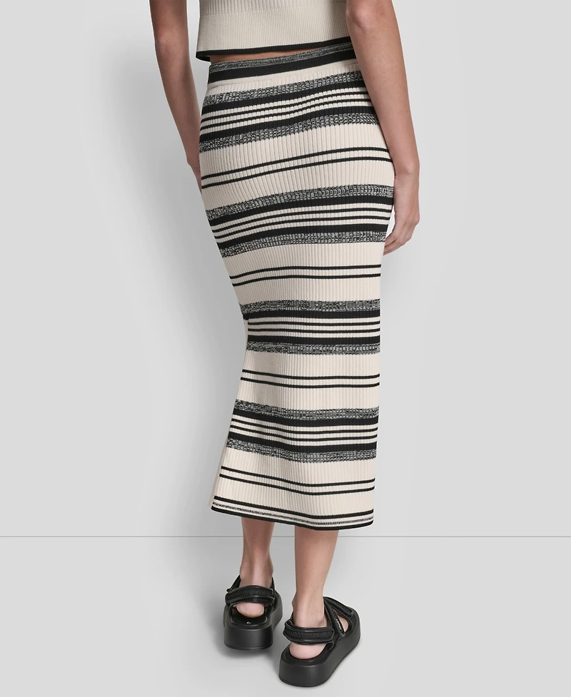 Dkny Jeans Women's Ribbed Stripe Pull-On Midi Skirt