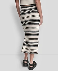 Dkny Jeans Women's Ribbed Stripe Pull-On Midi Skirt