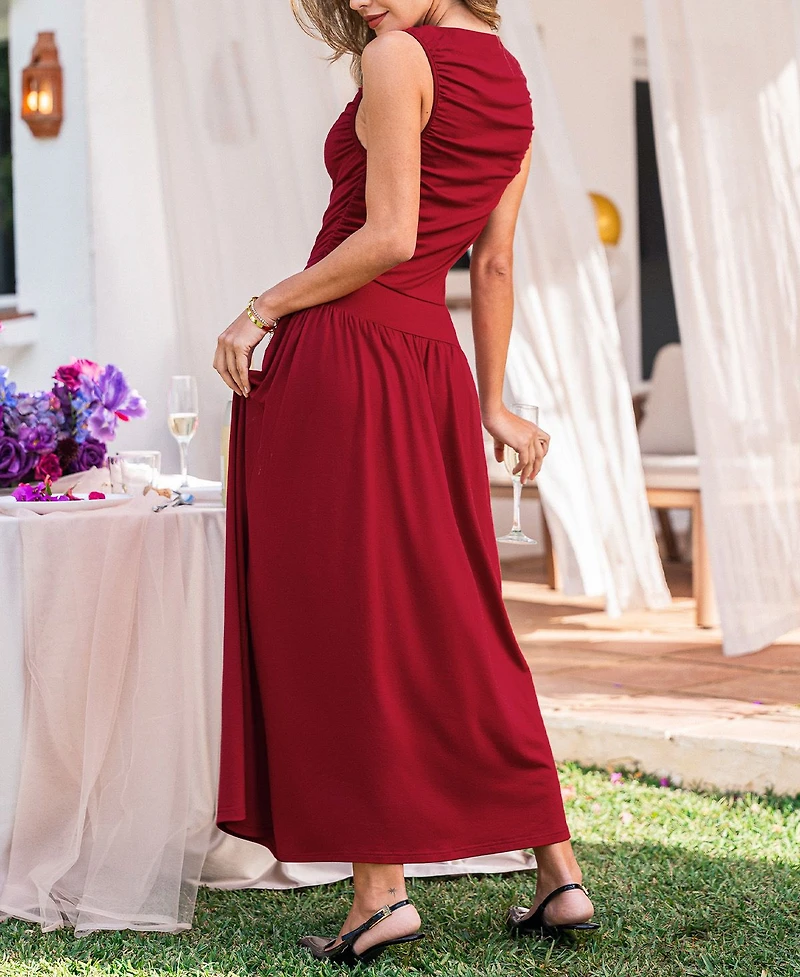 Cupshe Women's Knit Boatneck Sleeveless Maxi Dress