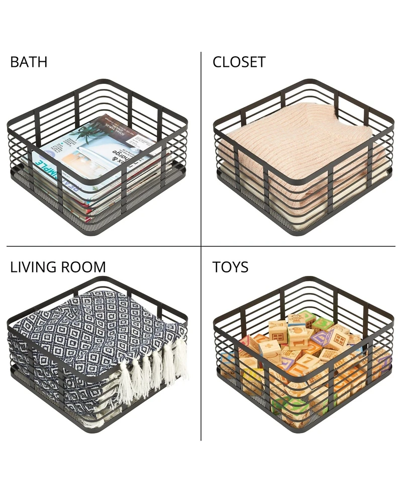 mDesign Metal Pantry Basket with Handles