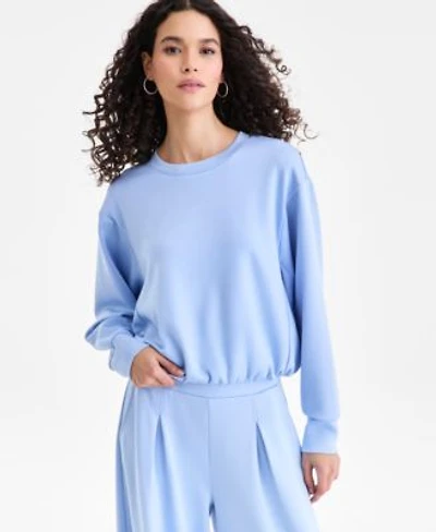 I.N.C. International Concepts Womens Off Duty Long Sleeve Bubble Hem Sweatshirt Macys Exclusive