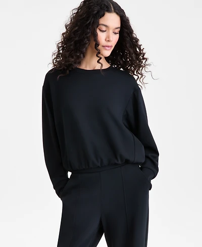 I.n.c. International Concepts Women's Off-Duty Long-Sleeve Bubble-Hem Sweatshirt, Macy's Exclusive